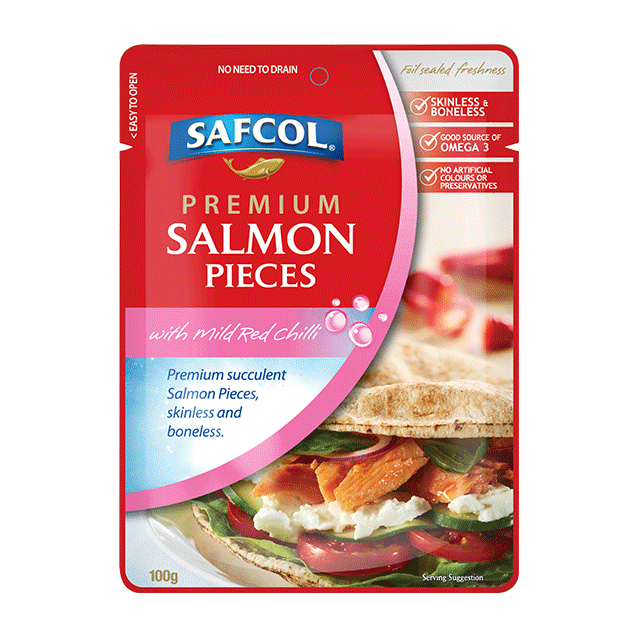 Safcol Salmon Pouches with Mild Red Chilli 100g