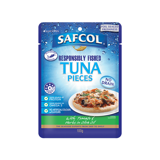 Safcol Tuna Pieces with Oven Dried Tomato and Herbs in Olive Oil 100g