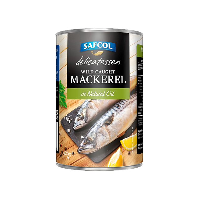 Safcol Delicatessen Wild Caught Mackerel in Natural Oil 425g