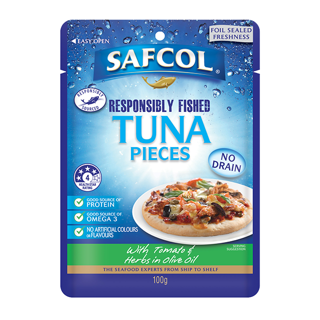 Safcol Tuna Pieces with Oven Dried Tomato and Herbs in Olive Oil 100g