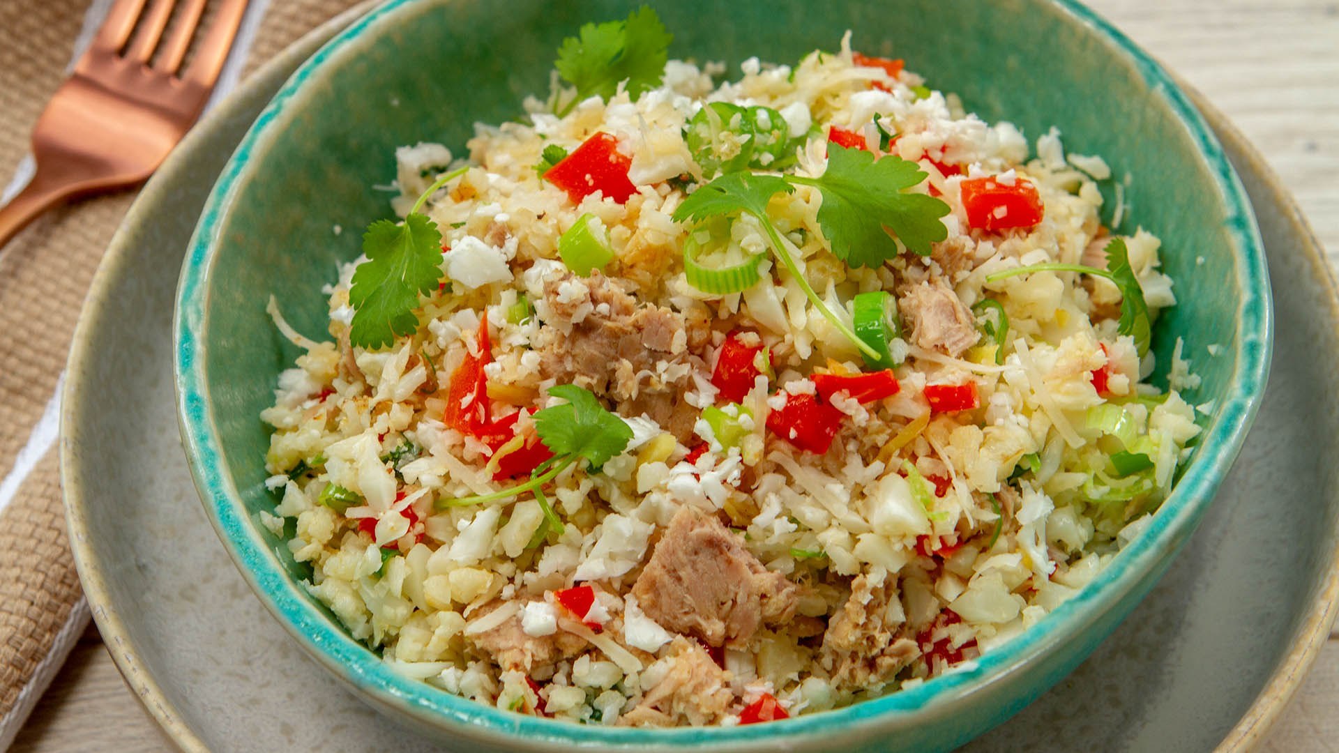 Asian style tuna cauliflower rice