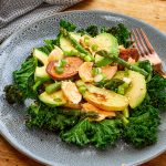 Salmon roasted kale salad